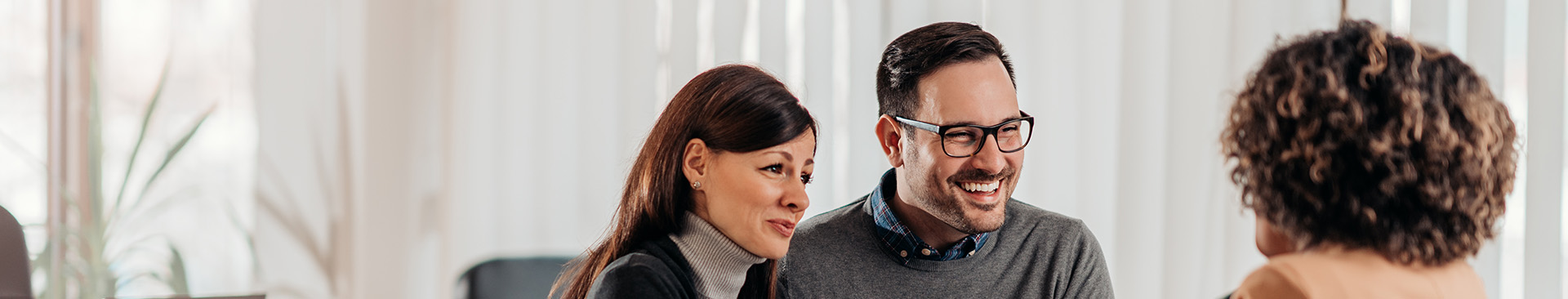 get a quote western community banner, couple meeting with agent